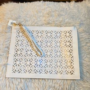 Tory Burch white wristlet
